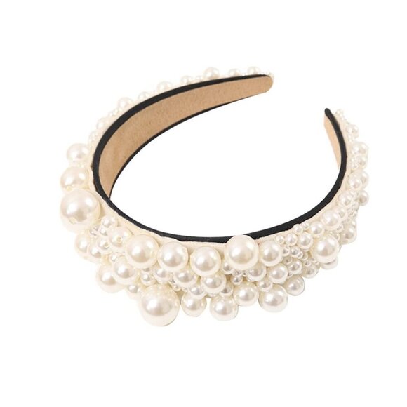 Pearl Headband Wide Hair Hoop Elegant Bridal Party Wedding Accessories